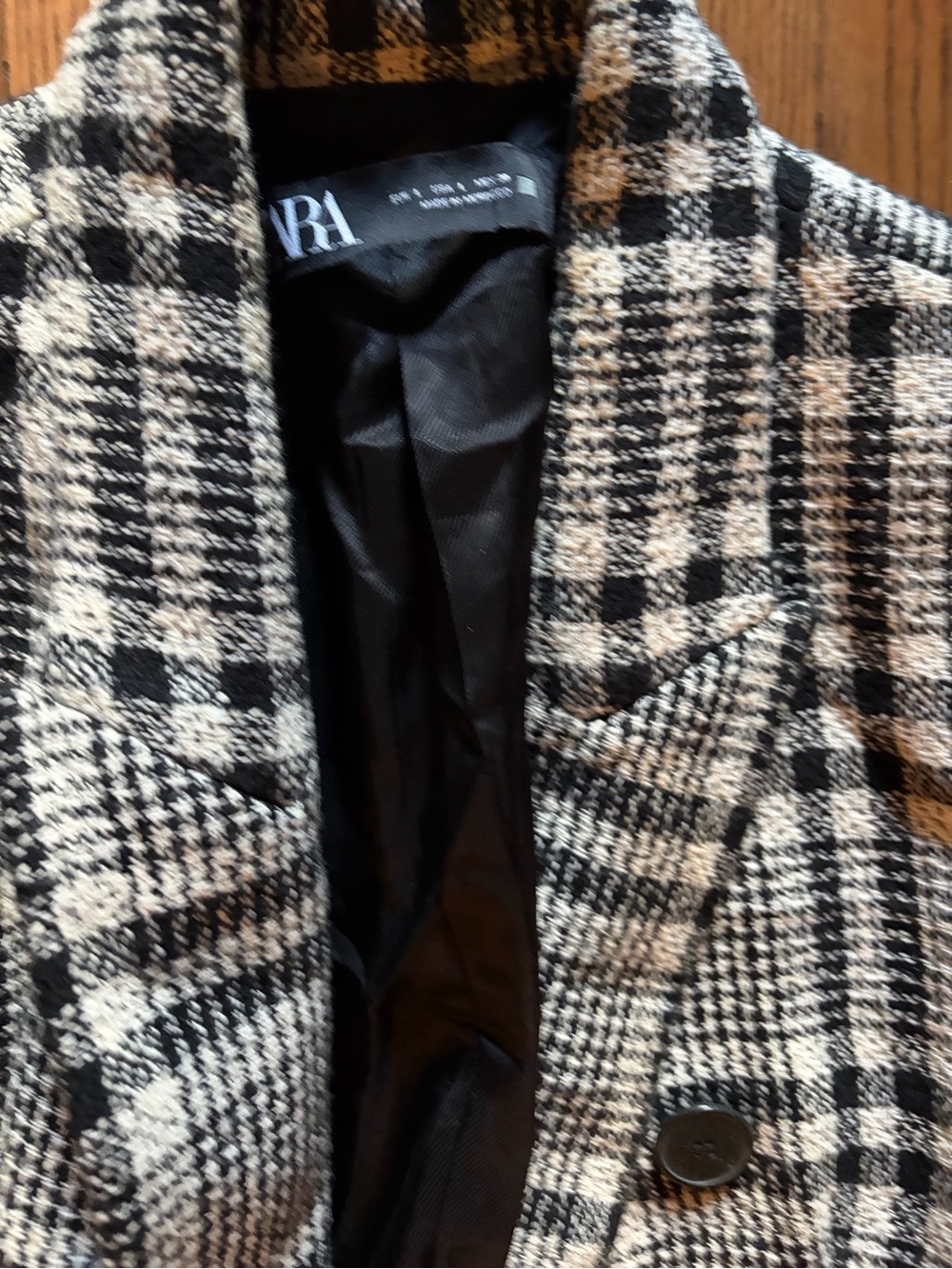 Zara Black & White Plaid Double-Breasted Blazer - Picture 2 of 2